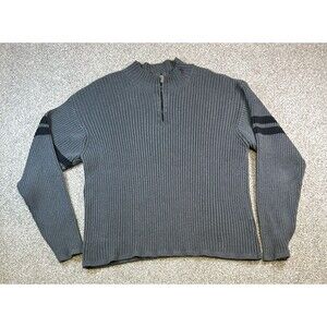 Eddie Bauer Men's Sweater Tall Large Gray  1/4 Zip Pullover 100%‎ Cotton